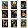 Bandeira Popular de Jardim para Halloween da Amazon Rosto de Fantasma de Abóbora Impresso Material de Linho Bandeira de Decoração para Jardim Externo