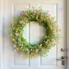 1 Pieza Corona de Flores Artificiales Rústica de Granja, Corona de Primavera Verano Colorida para Decoración de Puerta Principal, Corona Floral Realista para Pascua, Día de San Valentín, Boda, Fiesta, Jardín, Pared, Ventana