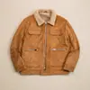 Jaqueta Acolchoada de Algodão Personalizada para Homens no Inverno Zíper Espessado Roupa de Trabalho Gola Alta Jaqueta Acolchoada de Algodão Marca Tendência Retro Americana Jaqueta de Caxemira Top