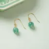 Pendientes Serie Verde Jadeíta Natural Plata S925 Hechos a Mano Nuevo Estilo Chino Ágata Rojo del Sur Pendientes Elegantes de Nicho en Stock