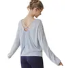 Ropa de Yoga para Mujer, Nuevo Estilo de Verano, Holgada y Casual, con Diseño de Espalda Hueca, Camiseta Cruzada Fina, Top de Manga Larga para Mujer