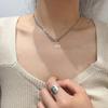 Colar Feminino Retrô Curto de Luxo Leve Corrente de Lã Cruz Taiyin 925 Design Simples de Nicho Elegante Celebridade da Internet