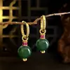 Pendientes de Linterna de Crisoprasa Colgantes de Anillo Nuevo Estilo Chino Retro Esmeralda Pendientes Creativos
