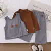 Conjunto de Moda de Tres Piezas para Niñas Jóvenes, Estilo Coreano Moderno con Chaleco y Pantalones, Novedad Primavera y Otoño 2026