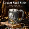 Artesanías de Resina de Nuevo Producto Transfronterizas Taza de Acero Inoxidable Calavera de Halloween Calavera con Astas Taza de Café