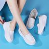 Zapatos Blancos de Mujer 2024 Cuero Vacuno Tacón de Cuña Suela Blanda Cuero Genuino Zapatos de Enfermera Verano Suela Gruesa Zapatos de Trabajo para Hospital Zapatos Balancín
