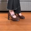 Zapatos Mary Jane de Boca Baja Franceses para Mujer 2025 Nuevos Antiguos con Falda de Cara de Caballo Tacones Altos Elegantes Zapatos de Primavera y Otoño para Mujer