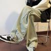 Calça jeans de marca da moda de rua alta masculina outono reta casual cortada calças de trabalho hiphop calças vintage americanas