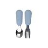 Acero Inoxidable 304 Antiescaldante Antideslizante Mango Corto Mango de Silicona Bebé Autoalimentación Bebé Aprendiendo a Comer Cuchara de Entrenamiento