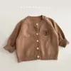 Chaqueta cárdigan de punto estilo coreano para niños, primavera y otoño, tops de manga larga para bebés, suéter de otoño para niños y niñas, ropa para salir