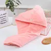 Gorro para cabello seco de vellón de coral de alta densidad engrosado, gorro de baño absorbente de agua, toalla para cabello seco con dobladillo, pañuelo para la cabeza de otoño e invierno de secado rápido, venta al por mayor