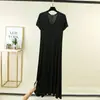 Estilo Coreano Primavera y Verano Delgado Holgado Modal Bata de Noche para Mujer Vestido Largo de Playa Cuello en V Talla Grande Vestido de Manga Corta