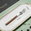Cuchillo, tenedor y cuchara con mango de madera, vajilla de acero inoxidable para el hogar, color de alta calidad, estilo vintage, comida occidental, cuchara, tenedor, cuchillo para carne.