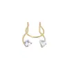 Amazon Caliente Acero Inoxidable Circonita Pinza para Nariz Forma de U con Astas de Diamante Clavo Falso para Nariz Sin Perforación Aro para Nariz Doble Adorno de Nariz con Diamantes