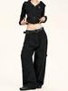 Calça Casual Yongfang Estilo Retrô Americano para Homens e Mulheres, Cor Sólida, Duas Pregas, Caimento Solto, Calça Versátil de Perna Larga Que Faz Você Parecer Mais Alto e Magro