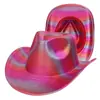 Sombrero de vaquero a rayas de arcoíris transfronterizo, sombrero de lana colorido, sombrero de fiesta para hombres y mujeres del Oeste, decoración de Carnaval, sombrero de vacaciones