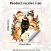 Lindo Gato Navideño Papá Noel Acebo Baya Pegatina Estática para Ventana, Sin Pegamento, Pegatina Navideña para Vidrio Removible