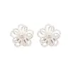 Pendientes de Flor Hueca de Plata Lisa Aguja de Plata Moda Coreana Pendientes Versátiles Personalidad Femenina Pendientes Elegantes Sentido del Diseño Nicho
