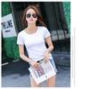 Blusas de Verão, Camisetas Femininas de Manga Curta, Blusas Soltas para Usar por Baixo, Camisetas de Manga Curta Casuais Slimming Estilo Coreano Cor Pura Branca, Respiráveis e Confortáveis