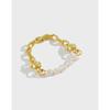 Anillo de Plata Esterlina S925 Estilo Coreano 278 Diseño Nicho Elegante Ins Barroco Perla de Agua Dulce Anillo Cadena para Mujer