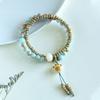 Pulsera de Cuentas Doble Círculo Garra de Gato Carbón Bodhi Xingyue Estilo Étnico Femenino Piedra Shoushan Pulsera de Juego Literario Joyería al por Mayor