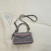 Bolso de Mano Hecho a Mano Estilo Étnico, Nuevo Diseño de Nicho, Bolso de Cadena Rayado, Elegante Bolso Cruzado de Hombro Arcoíris