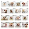 Bolsa de Cosméticos de Lona Floral con Citas Inspiradoras al por Mayor Bolsa de Artículos de Tocador Venta Caliente Transfronteriza Bolsa de Almacenamiento de Lápices Labiales Personalizada con Fotos