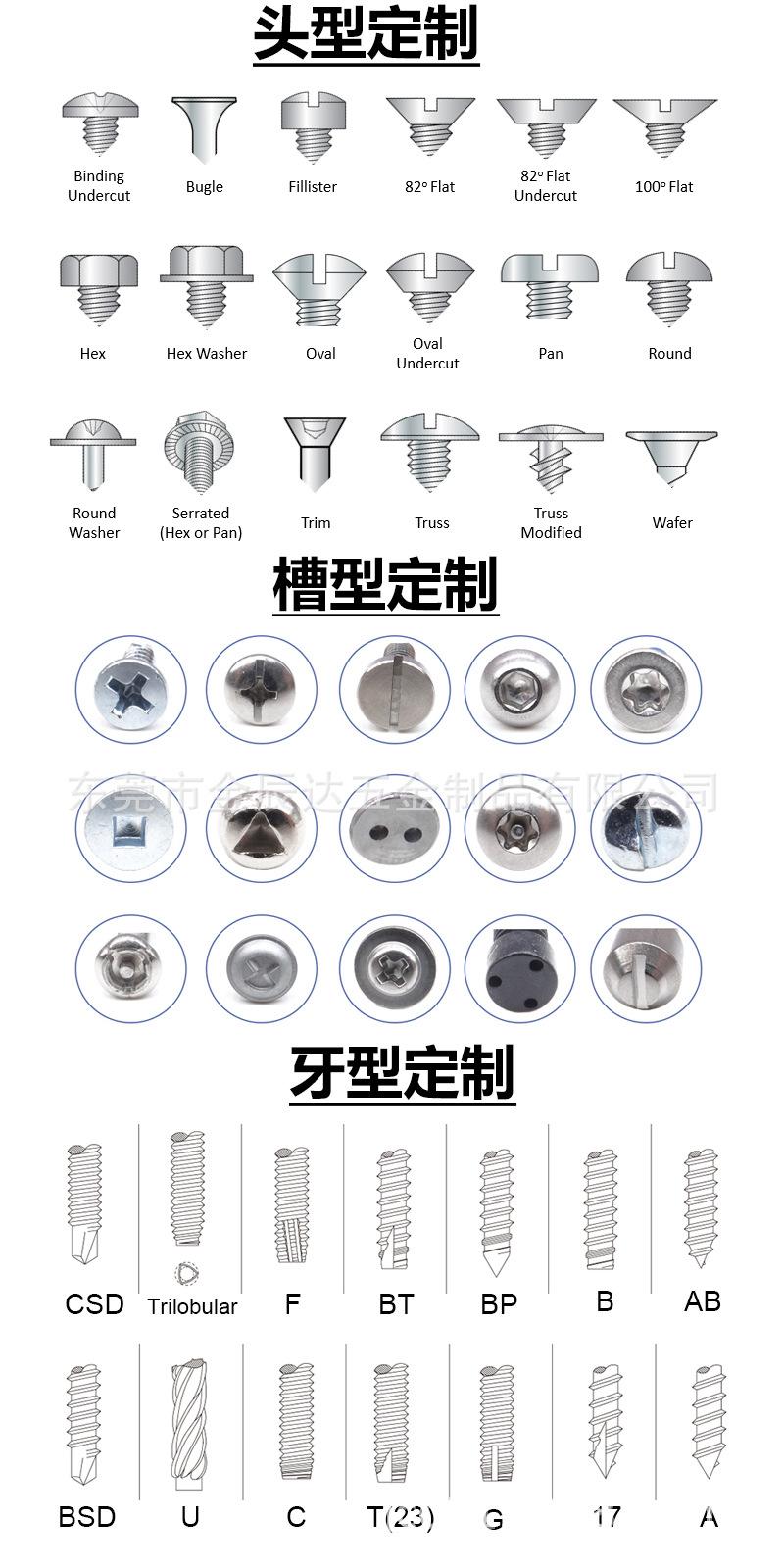 定制头 槽 牙