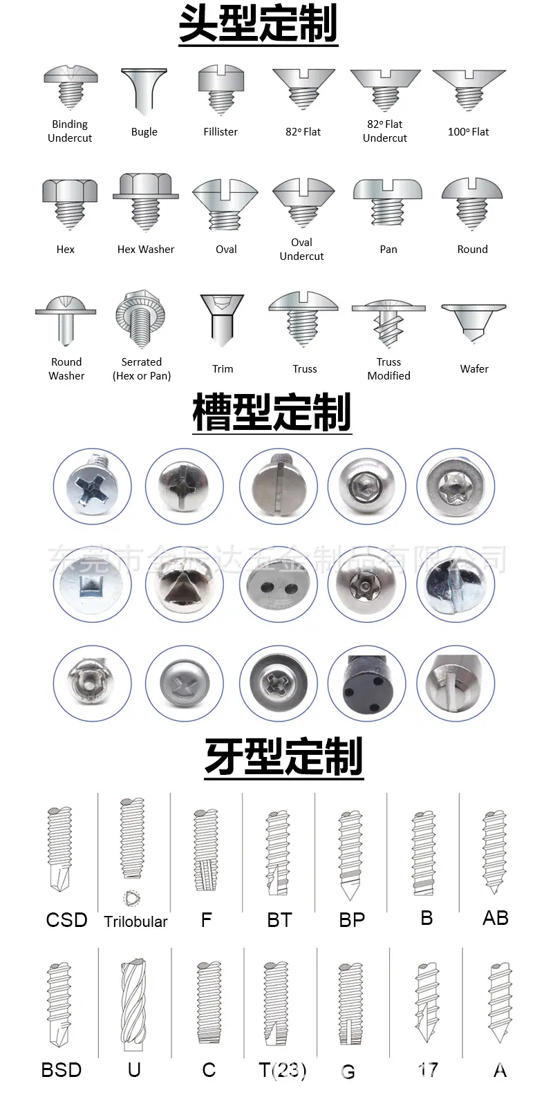 定制头 槽 牙