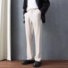 Pantalones de Vestir Negros Modernos y Fluidos para Hombre para Primavera y Otoño, Pantalones Largos Casuales Sueltos Versátiles de Calle, Pantalones de Traje Rectos con Estilo Americano