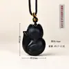 Colgante de Joyería de Zorro de Obsidiana Natural Hanjie Cristal Blanco Zorro de Nueve Colas Amor Año Zodiacal Colgante de Collar para Mujer