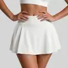 Juyitang 26 Falda Plisada de Nuevo Estilo con Bolsillos Falda Media Anti-Exposición Corta Deportiva para Correr Tenis para Mujeres