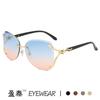 2022 Nuevas gafas de sol de moda Fox Head para mujer, gafas de sol con montura metálica sin marco, gafas de sol elegantes