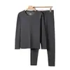 Conjunto de ropa interior térmica de lana para hombre, nuevo estilo otoño e invierno, antibacteriano, hecho con terciopelo alemán y seda, tela cepillada, capa base