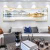 Tríptico de Fondo para Sala de Estar con Decoración Chinoiserie, Pintura Mural para Fondo de Pared, Nueva Decoración de Pintura de Paisaje para Sofá de Oficina, Pintura Colgante Superpuesta