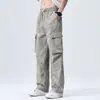 Pantalones Cargo Casuales de Punto a Cuadros Primavera Verano 2026, Pantalones Cargo Largos Casuales Holgados para Todas las Estaciones, Estilo Americano