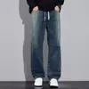 Jeans para Hombre Primavera y Otoño Marca de Moda Pantalones Rectos Holgados 2026 Nuevos Versátiles Estilo Americano Casual Pantalones de Pierna Ancha