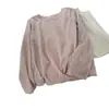Camisa de Protección Solar de Manga Larga con Cuello Redondo y Textura, Sencilla y Elegante, Diseño Inspirado en Chanel, Tacto de Alta Gama, Top Delgado y de Corte Holgado