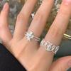 1646 Estilo Coreano INS Nicho Lujo Ligero Textura Martillada Anillo de Corazón Plata de Ley S925 Anillo Abierto de Plata con Forma de Corazón para Mujer