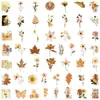 100 piezas de pegatinas de plantas y flores estilo vintage, PET transparente e impermeable, para decorar cuadernos, botellas de agua y computadoras