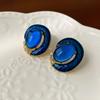 Pendientes medievales vintage de plata con incrustaciones de aguja y aceite de diamante, ovalados, de lujo, de alta gama y elegantes, para mujer, al por mayor.