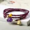 2026 Nuevo Llegada Pulsera de Granate Púrpura Natural Pulsera Original de Amatista Pixiu Venta al por Mayor