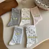 Meias para mulheres, algodão puro, primavera, verão, outono, quatro estações, laço, estilo japonês, versátil, meias de cano médio, combinam com tênis, estilo coreano, meias folgadas