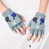 Guantes Infantiles Lindo Dibujo Animado Otoño e Invierno Terciopelo Engrosado Tejidos Cálidos Resistentes al Frío Cubierta Plegable Guantes para Escribir para Niños y Niñas