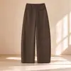 Lujo Ligero Personalizado Invierno Grueso Cachemira Seda Cintura Alta Versátil Suave Agradable a la Piel Adelgazante Caída Recta Casual Pantalones para Mujer