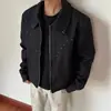 Chaqueta Americana Retro Corta Acolchada en los Hombros para Hombre, Marca de Tendencia Otoñal con un Toque de Lujo, Chaqueta de Vuelo Elegante de Corte Limpio para el Trabajo
