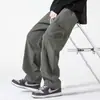 Pantalones de trabajo retro americanos para hombre, pantalones casuales de pierna recta ancha para otoño, pantalones largos modernos y versátiles