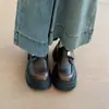 Zapatos Pequeños de Cuero con Suela Gruesa y Velcro para Mujer 2026 Otoño Nuevos Versátiles Zapatos de Tacón Grueso Individuales Estilo Británico Zapatos sin Cordones de Tacón Alto y Punta Cuadrada