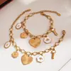 Azucarero Acero Inoxidable Grabado Corazón Grande Multi-Accesorio Gota de Aceite Collar Pulsera Conjunto de Joyería Popular Hip-Hop Europeo y Americano
