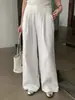 [Sem Trocas ou Devoluções] Calça Larga de Tencel com Textura de Bolinhas, Bolsos Diagonais e Cordão Calça Casual para Mulheres Ye0127